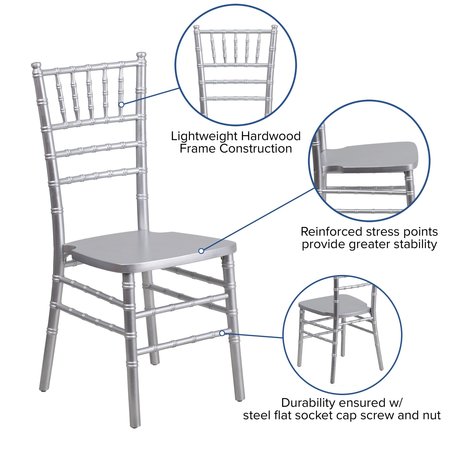 Flash Furniture HERCULES Series Silver Wood Chiavari Chair 2-XS-SILVER-GG